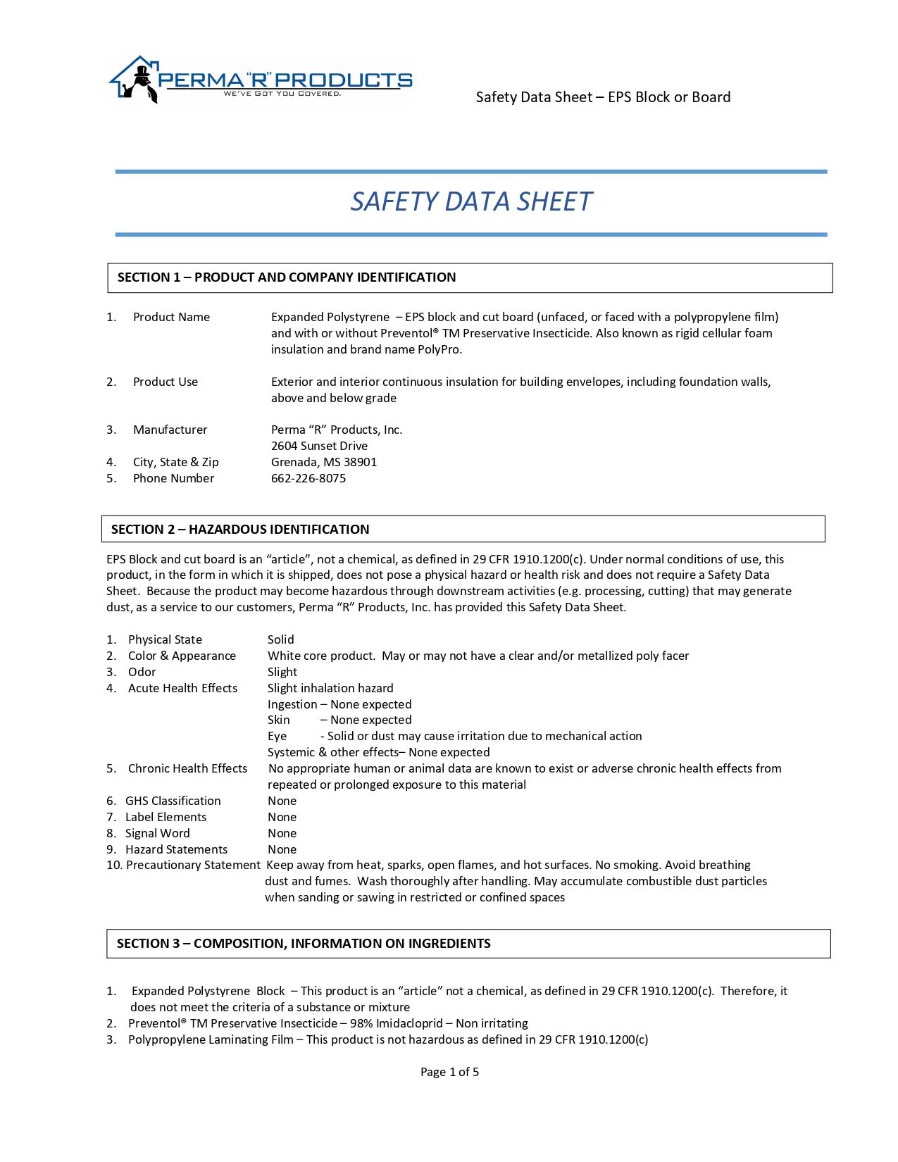 PolyPro MSDS Safety Data Sheet image PolyPro MSDS Safety Data Sheet image